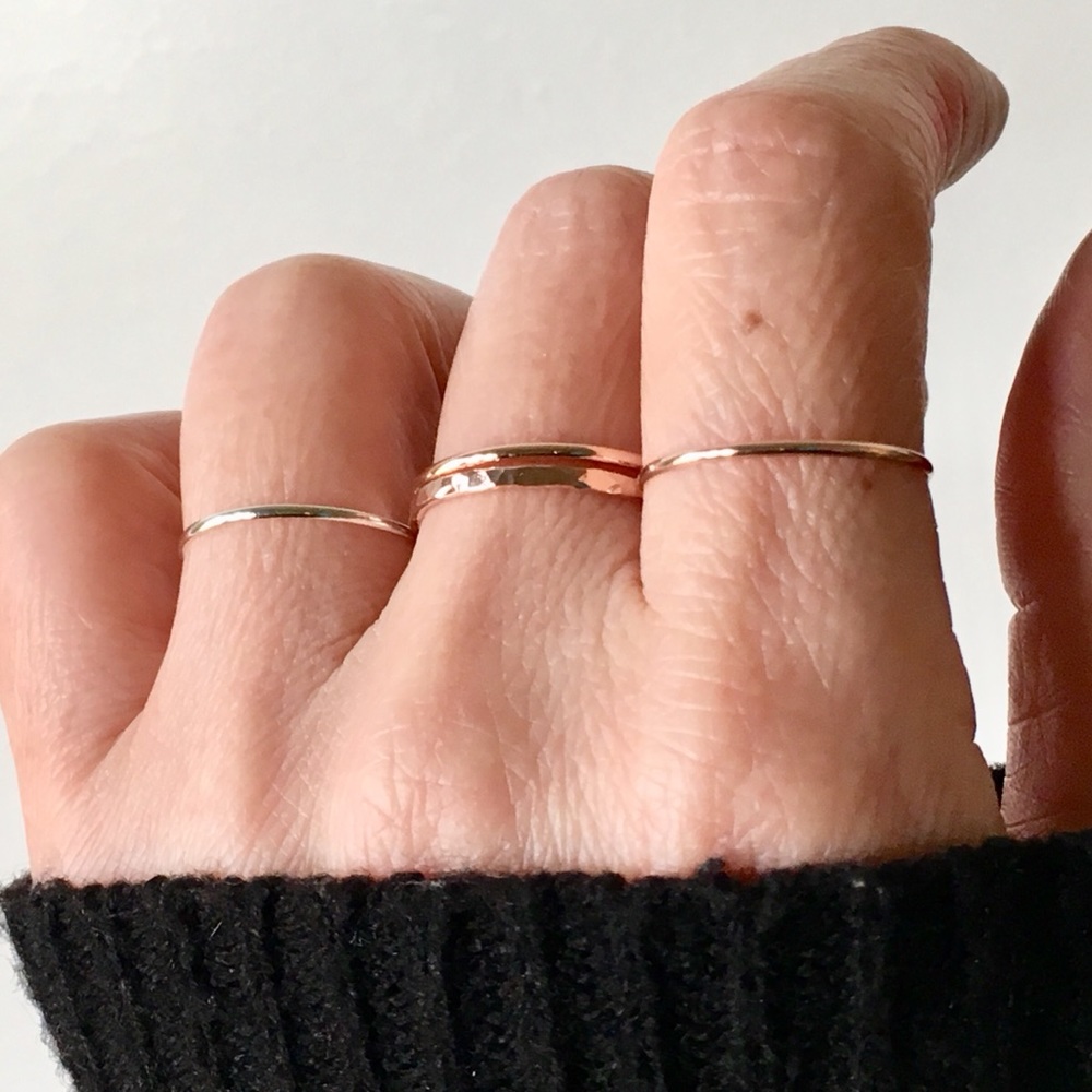 Super Thin Adjustable 14K Rose Gold Filled Ring - Picture 7 of 7